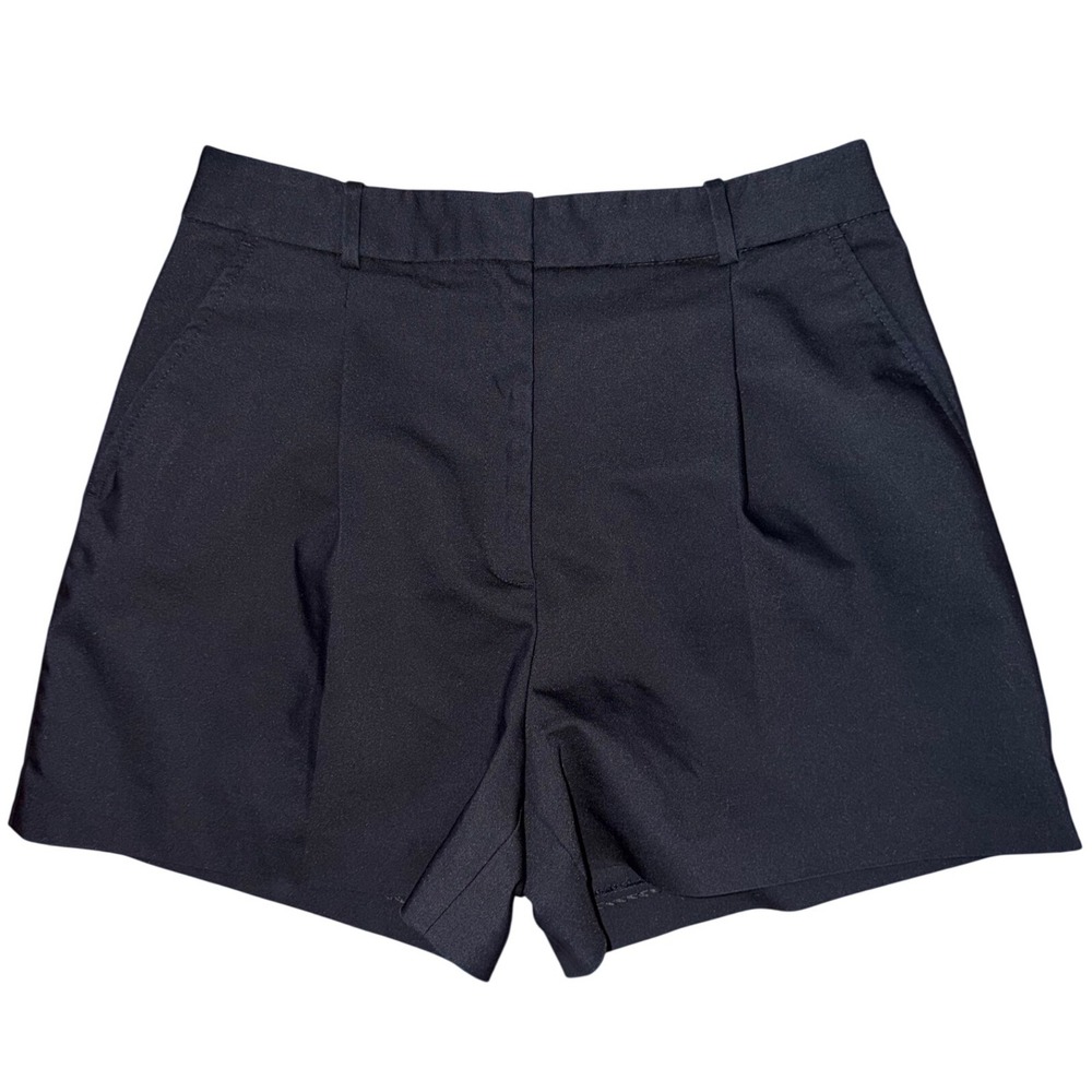 Zara Womens Black Tailored High Waisted Pleated Shorts L